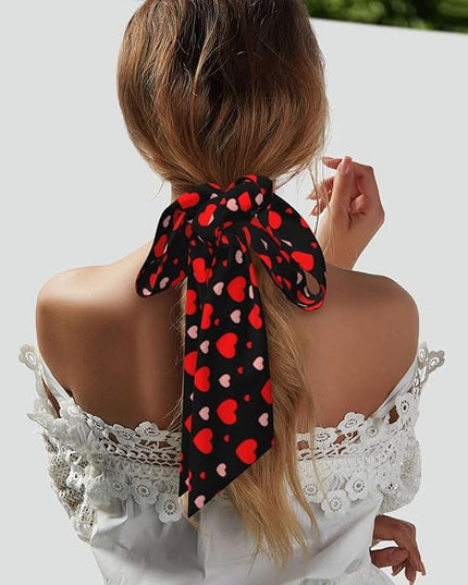 Valentine Red Hearts Bandanas Head Scarf For Women Hair Scarves Accessories Lightweight Fashion Wrap Neck Headscarf