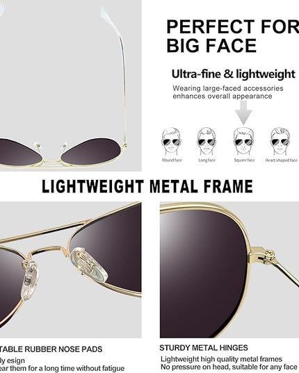 Joopin Polarized Metal Aviation Sunglasses Men, Classic Military Sun Glasses Women, Rectangle Shades UV400 Protection Costume