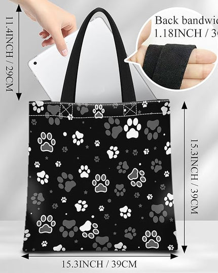 Canvas Tote Bag for Women，Cute Heavy-Duty Shoulder Bag with Zipper Pocket -Travel Tote for Grocery, Gym,Shopping