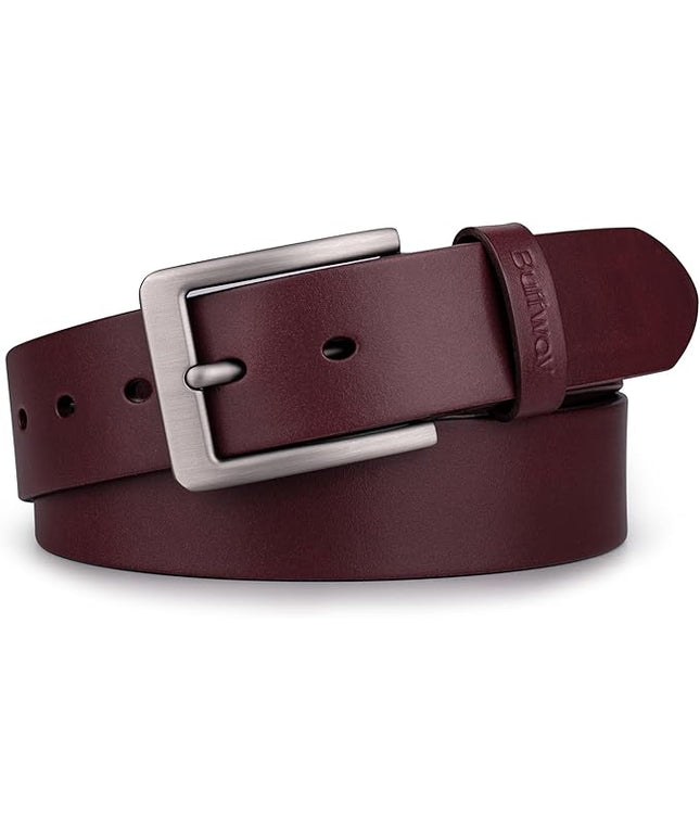 Buffway Men’s Full Grain Leather Belt – Solid One-Piece Leather, 1.5” Wide for Jeans & Business Casual, Gift Box Included