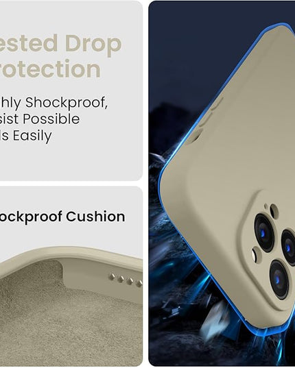 FireNova Designed for iPhone 13 Pro Case, Silicone Upgraded [Camera Protection] Phone Case with [2 Screen Protectors], Soft Anti-Scratch Microfiber Lining Inside, 6.1 inch, Khaki
