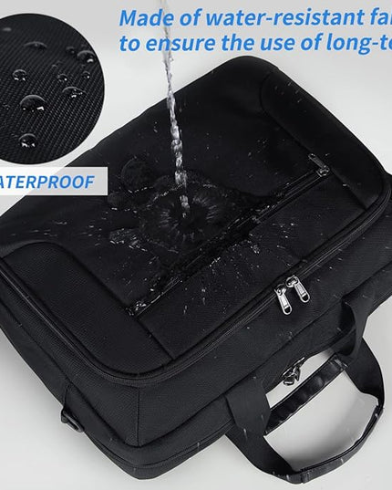 Laptop Bag 17.3 Inch Laptop Briefcase Large Waterproof Laptop Case for Men Women Business Office Work Computer Bag 17 Inch Adjustable Shoulder Messenger Bag, Black