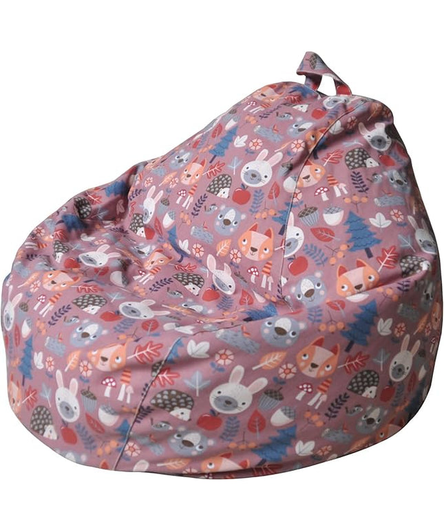 YuppieLife Stuffed Animal Storage Bean Bag Chairs Canvas Cover for Kids(No Filling)/Machine Washable and Durable Toddler Bean Bag Sofa Cover for Room Decor (Forest, 38'')
