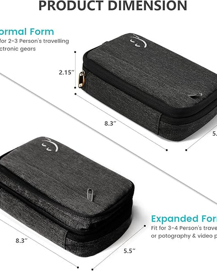 Travelkin Cord Organizer Travel, Electronic Organizer Travel Case, Cable Organizer Bag For Cords,Chargers Phone, Sd Card,Usbs (Black)