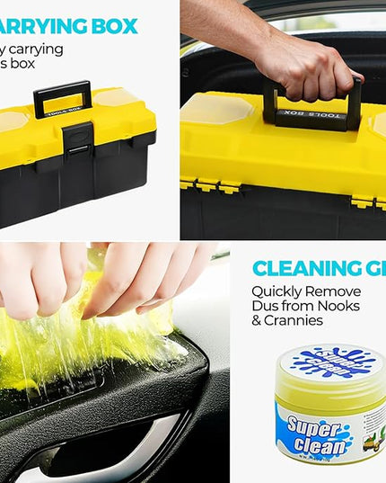 30Pcs Car Detailing Kit, Car Wash Cleaning Kit, Auto Detailing Drill Brush Set, Car Cleaning Gel, Car Cleaning Supplies for Interior, Exterior, Wheels, Windows