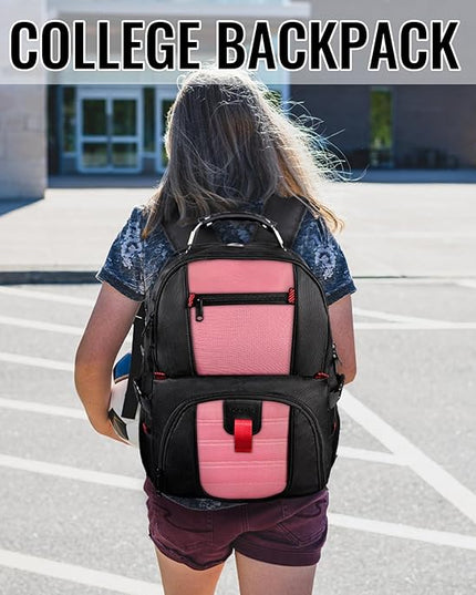 YOREPEK Travel Backpack, 50L Laptop Backpacks for Men Women, Water Resistant Airline Approved Bag with USB Charging Port Fits 17 Inch Computer, Pink