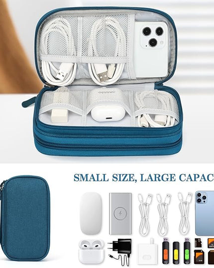 FYY Electronic Organizer, Travel Cable Organizer All-in-One Storage Bag Pouch Electronic Accessories Carry Case Portable Waterproof Double Layers for Cable, Cord, Charger, Phone, Earphone Green