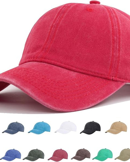 YEANIY Vintage Washed Cotton Plain Baseball Caps Adjustable Unstructured Soft Blank Casual Dad Ball Hats for Men Women
