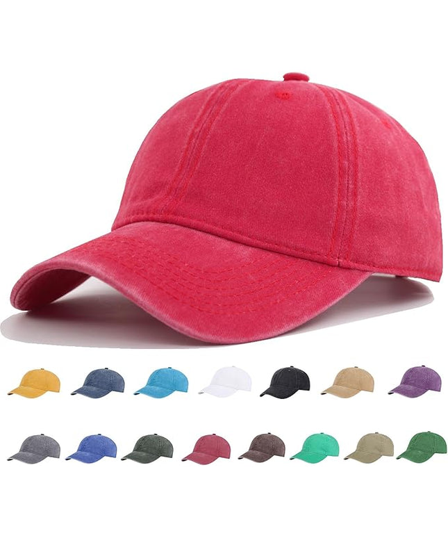 YEANIY Vintage Washed Cotton Plain Baseball Caps Adjustable Unstructured Soft Blank Casual Dad Ball Hats for Men Women