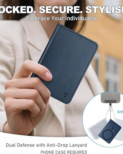 TUCCH for Magsafe Card Holder with Clear ID Window, Fit 6 Cards, RFID Blocking PU Leather Men Women Magnetic Phone Wallet for iPhone 17/16/15/14/13/12/Plus/Air/Pro/Pro Max Series, Blue