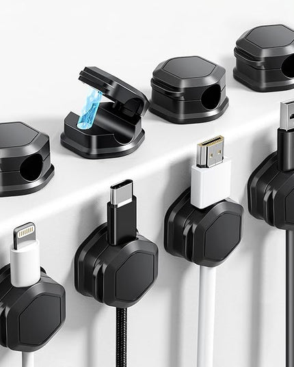 8 Pack Magnetic Cable Clips Cord Organizer-Adhesive Wire Holder, Under Desk Cord Holder Keeper for Home Office Desk Phone Car Wall Desktop Nightstand Cabinet