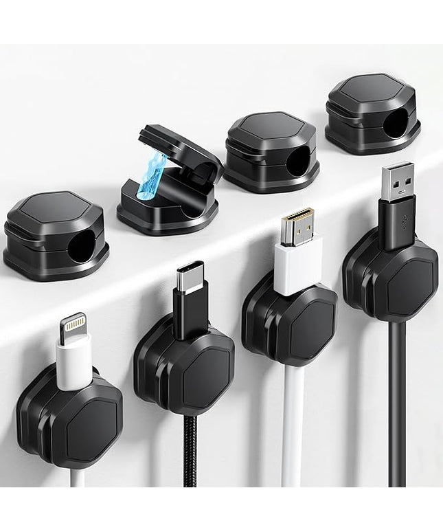 8 Pack Magnetic Cable Clips Cord Organizer-Adhesive Wire Holder, Under Desk Cord Holder Keeper for Home Office Desk Phone Car Wall Desktop Nightstand Cabinet