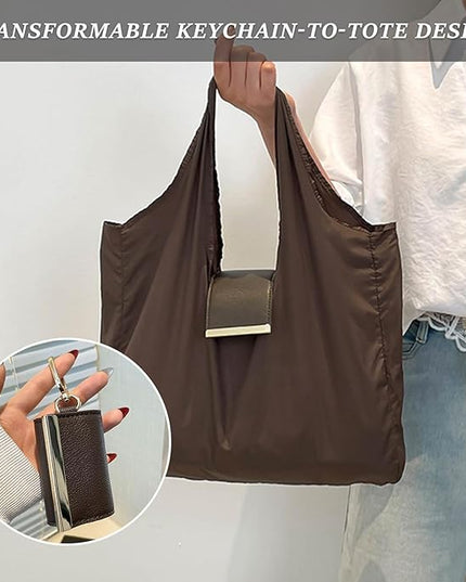 Keychain Tote Bag, Compact Handbag for Women, Expandable & Portable Purse for Daily Errands, Shopping, Work