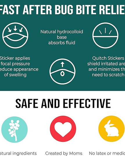 quitch Bug Bite Itch Relief Patch Kids, Bug Bite Patch, Summer Travel Essentials for Kids, Mosquito Anti Itch Cream Alternative Summer Camp Essentials Itch Relief, Baby hydrocortisone Alternative