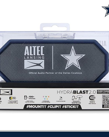 Altec Lansing - Portable Bluetooth Speaker HYDRABLAST 2.0, Waterproof IP67, 20W Output Power, Magnetic Bluetooth Speaker (Dallas Cowboys)