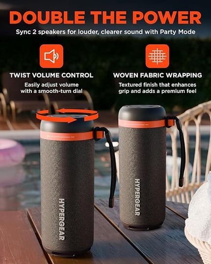 HyperGear SoundTower Bluetooth Speaker, 10W Portable Speakers Bluetooth Wireless Pairing for Shower Speaker, Beach Audio Blue Tooth Speakers Outdoor, Loud Boosted Bass HD Sound BT5.4