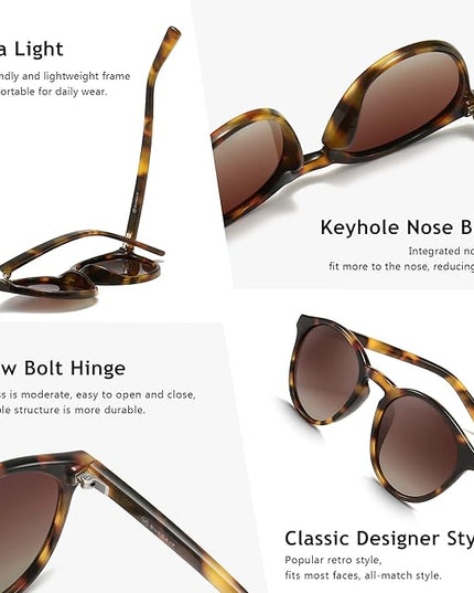 SUNGAIT Classic Vintage Round Polarized Sunglasses for Women Men Retro Style UV400
