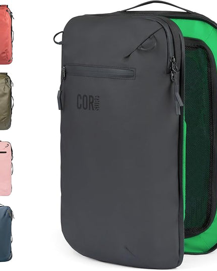 COR Surf Travel Backpack Carry On Laptop Backpack with Secret Passport Pockets | Daypack Business Weekender Luggage Backpack for Men and Women | The Island Hopper (40L, Black)