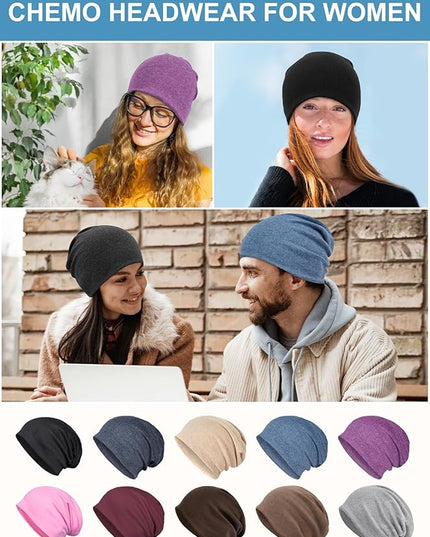 Senker Fashion Slouchy Beanie Hats for Women Men, Chemo Headwear Cotton Beanies Soft Lightweight Chemo Skull Cap Elastic