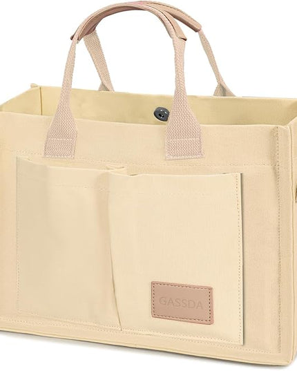 Canvas Tote Bag for Women Crossbody Work Purse with Pockets Top Handle Handbag Satchel Bags for Travel Nurse Teacher