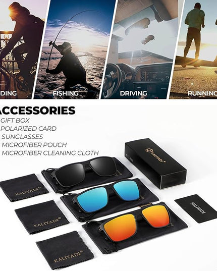 KALIYADI Polarized Sunglasses for Men, Lightweight Sun Glasses with UV Protection for Driving Fishing Golf