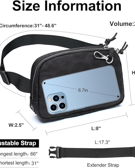Mini Belt Bag for Women, RFID Small Fanny Pack, Womens Fashion Waist Packs with Extender Strap, Crossbody Bum Bags