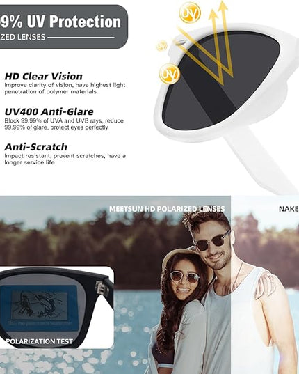 MEETSUN Polarized Sunglasses for Women Men Classic Retro Square Frame Driving Sun Glasses UV Protection