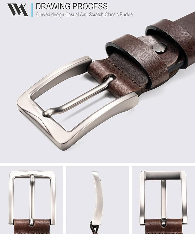 WOLFANT 1.5" Full Grain Leather Belt for Men in Gift Box,100% Italian Real Solid Leather