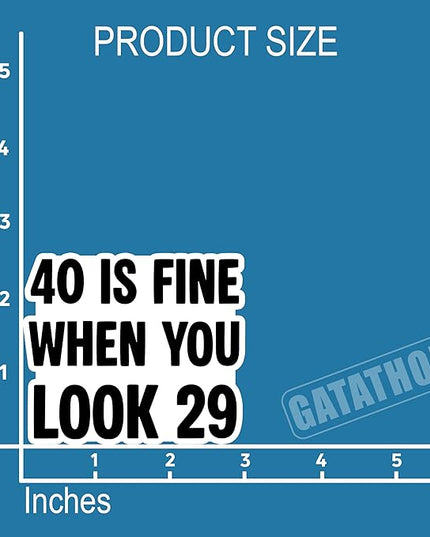 (3Pcs) 40th Birthday Stickers – 40 is Fine When You Look 29 - Cheers to 40 Years Sticker Waterproof Vinyl Decals for Forty Birthday Gifts, Water Bottles, Scrapbooks, Journals, 3 x 2.5 inch