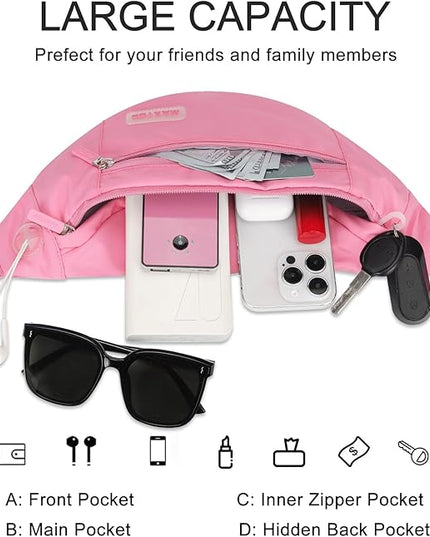 MAXTOP Large Crossbody Fanny Pack with 4-Zipper Pockets,Gifts for Enjoy Sports Festival Workout Traveling Running Casual Hands-Free Wallets Waist Pack Phone Bag Carrying All Phones