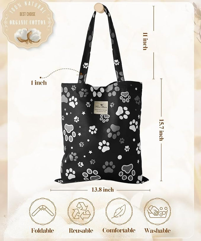 Aesthetic Cotton Tote Bag for Women - Reusable Shoulder Bag with Buckle Fabric Bag for Gym, Travel, Work