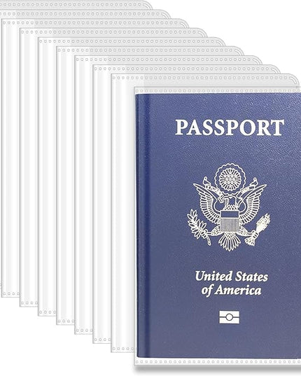 10Pcs Clear Passport Cover Plastic Passport Protector Waterproof Vinyl Passports Sleeve for Travel Clear Transparent Passports Holder for Women Men