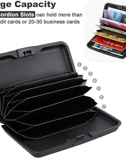 ELFISH Mini RFID Aluminum Wallet Credit Cards Holder Business Card Case Metal ID Case for Men Women (Black)