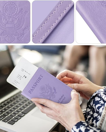 TIGARI Passport Holder for Travel Women Men, Valentines Day Gifts PU Leather Wallet Cover Case Sleeve, Waterproof Protected Document Organizer, Vacation Plane Cruise Travel Essentials