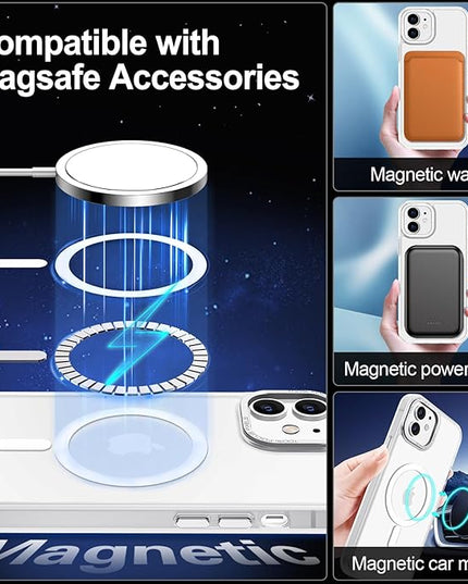 Hython Case for iPhone 12 Case Magnetic Translucent Matte Phone Cases 6.1" [Compatible with MagSafe] Thin Slim Fit Shockproof Bumper Hard Protective Cover for Women Men Girls, Frosted White