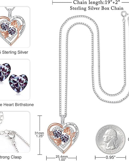 Iefil Christmas Gifts for Women - Sterling Silver Birthstone Necklace Anniversary Birthday Gifts for Her Wife Mom Daughter