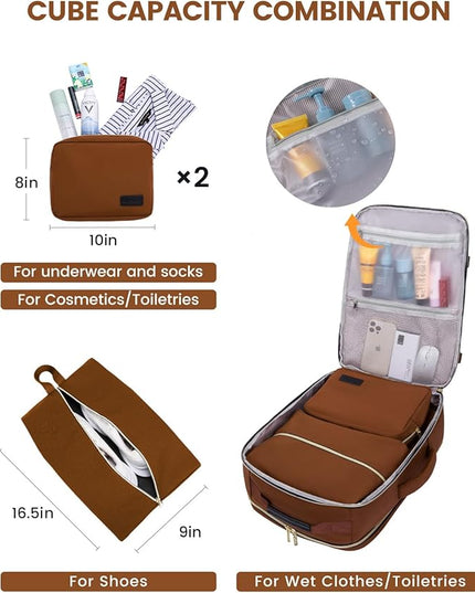 LOVEVOOK 40L Travel Backpack for Women & Men, Airline Approved Carry On Luggage with 3 Packing Cubes, TSA Overnight Bags, Waterproof Personal Item Bag, Weekender Essentials Backpacks fits 17" Laptop