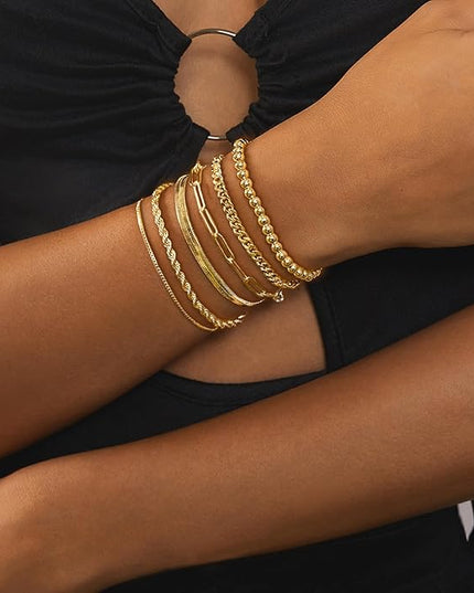 18K Gold Plated Bracelets for Women Dainty Gold Bangle Cuff Bracelets Non Tarnish Love Friendship Jewelry Gifts