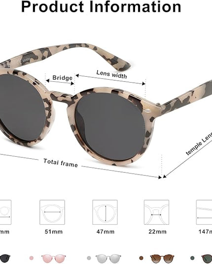 SOJOS Retro Round Polarized Sunglasses for Women Men Classic Vintage Sunnies SJ2069