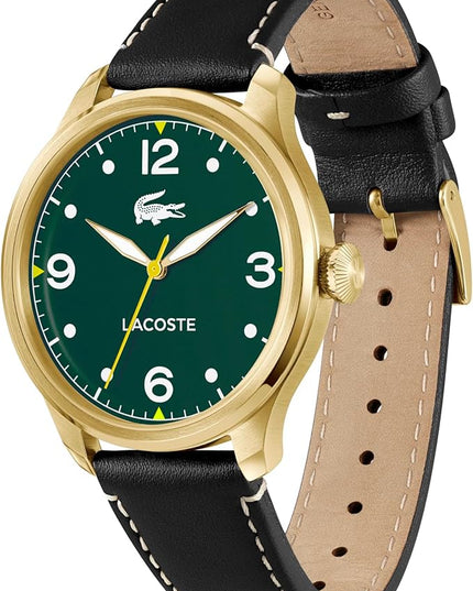 Lacoste Lisbon Men’s Quartz Watch - Three-Hand Sunray Dial with Stick Indexes, Polished Case, Crocodile Logo - Modern, Classic Timepiece - Gift for Him 42mm
