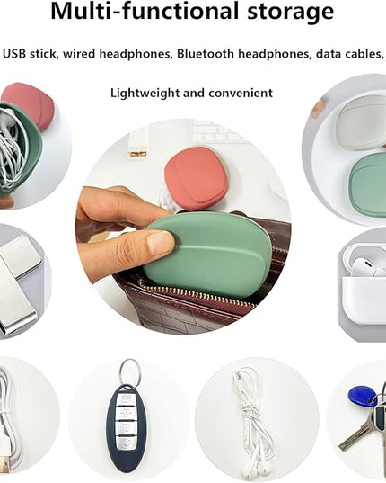 Silicone Headphone Organizer-Data Cable Storage Case-Mini Key Box-Portable Wired Headphone Organizer(Red-Grey-Green-3PCS)