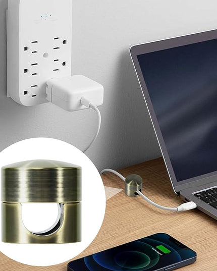 6 Sets Charger Holders for Cords, Antique Copper Color Adjustable Cable Anchor Holders, Adhesive Metal Cord Clips, Cable Management Wire Organizers for Desk, Office, Nightstand