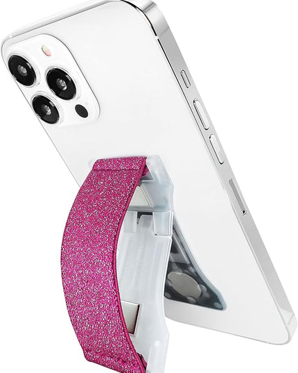 LOVEHANDLE PRO Premium Phone Grip - Elastic Phone Strap - Magnetic Phone Mount and Kickstand for Smartphone and Tablet - Cranberry Glitter