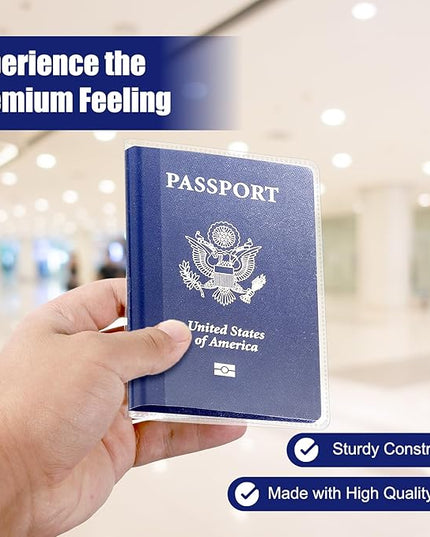 10Pcs Clear Passport Cover Plastic Passport Protector Waterproof Vinyl Passports Sleeve for Travel Clear Transparent Passports Holder for Women Men