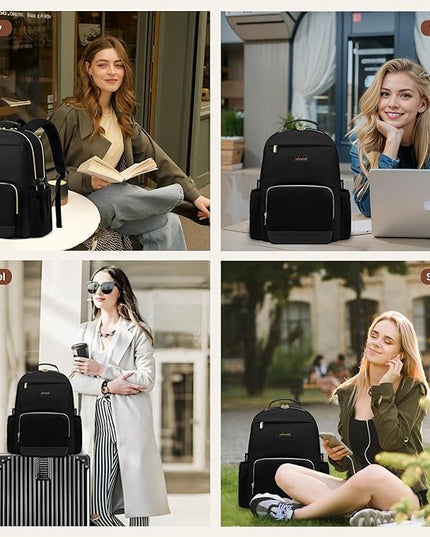 LOVEVOOK Laptop Backpack for Women with Pouch Pocket for Large Capacity Cup,15.6 Inch Laptop Computer Bag Travel Backpack Purse,Waterproof Work Business Backpack College Teacher Bags,Dark Purple
