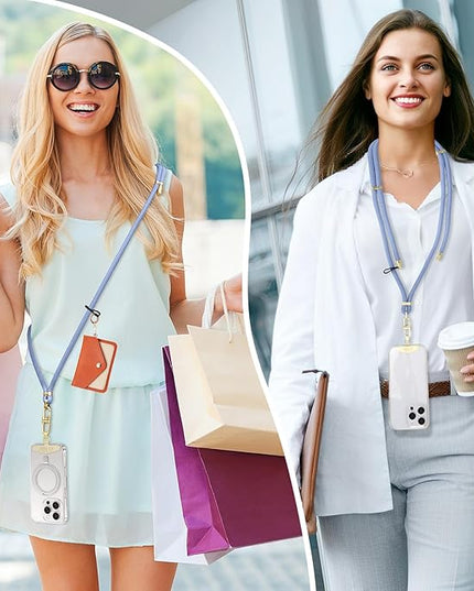 Adjustable Anti-Theft Phone Lanyard Neck & Crossbody Strap with 0.2mm Metal Tab & Comfort-Fit 8mm Rope (Fog Blue)