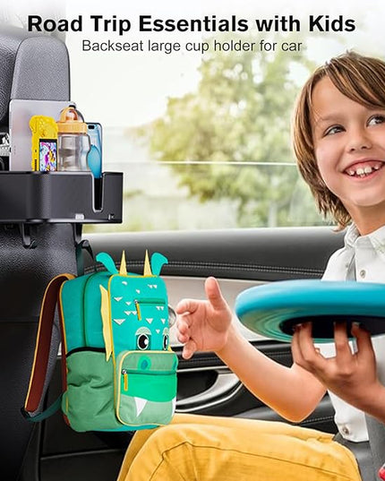 Car Headrest Cup Holder for Back Seat Organizer for Multi-Hanging Snack Storage Box with Strong Hooks for Kids and Uber Backseat Passengers Share Rid for Travel Accessories