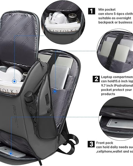 BANGE Business Laptop Smart backpack Can Hold 15.6 Inch Laptop Commute Backpack Carry on bag for men and women (Grey)