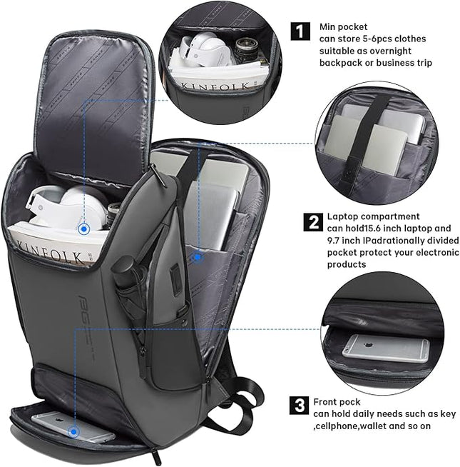 BANGE Business Laptop Smart backpack Can Hold 15.6 Inch Laptop Commute Backpack Carry on bag for men and women (Grey)