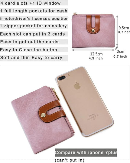 AOXONEL Women's Rfid Small Bifold Leather Wallet Ladies Mini Zipper Coin Purse id card Pocket,Slim Compact Thin